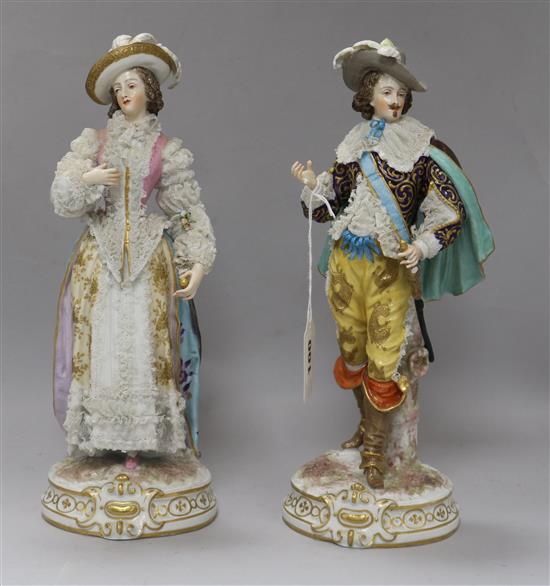 A pair of Sitzendorf figures height 31cm